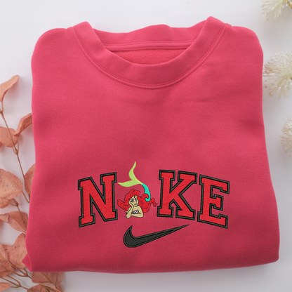 Nike Ariel Half Body Nike Embroidered Sweatshirt, Nike Movie Inspired, Valentine's Day Gifts Idea For Him Her