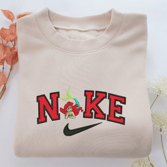 Nike Ariel Half Body Nike Embroidered Sweatshirt, Nike Movie Inspired, Valentine's Day Gifts Idea For Him Her