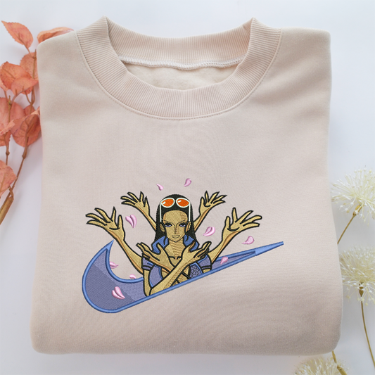 Nico Robin Swoosh Nike Embroidered Sweatshirt, Nike Movie Inspired, Valentine's Day Gifts Idea For Him Her