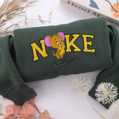 Chibi Jerry Disneyland Nike Embroidered Sweatshirt, Nike Movie Inspired, Valentine's Day Gifts Idea For Him Her