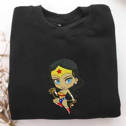 Chibi Wonder Woman Nike Embroidered Sweatshirt, Nike Movie Inspired, Valentine's Day Gifts Idea For Him Her