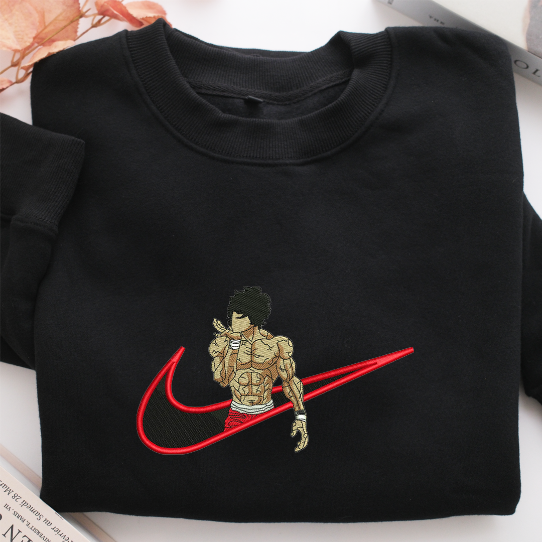 Baki Hanma Swoosh v2 Nike Embroidered Sweatshirt, Nike Movie Inspired, Valentine's Day Gifts Idea For Him Her