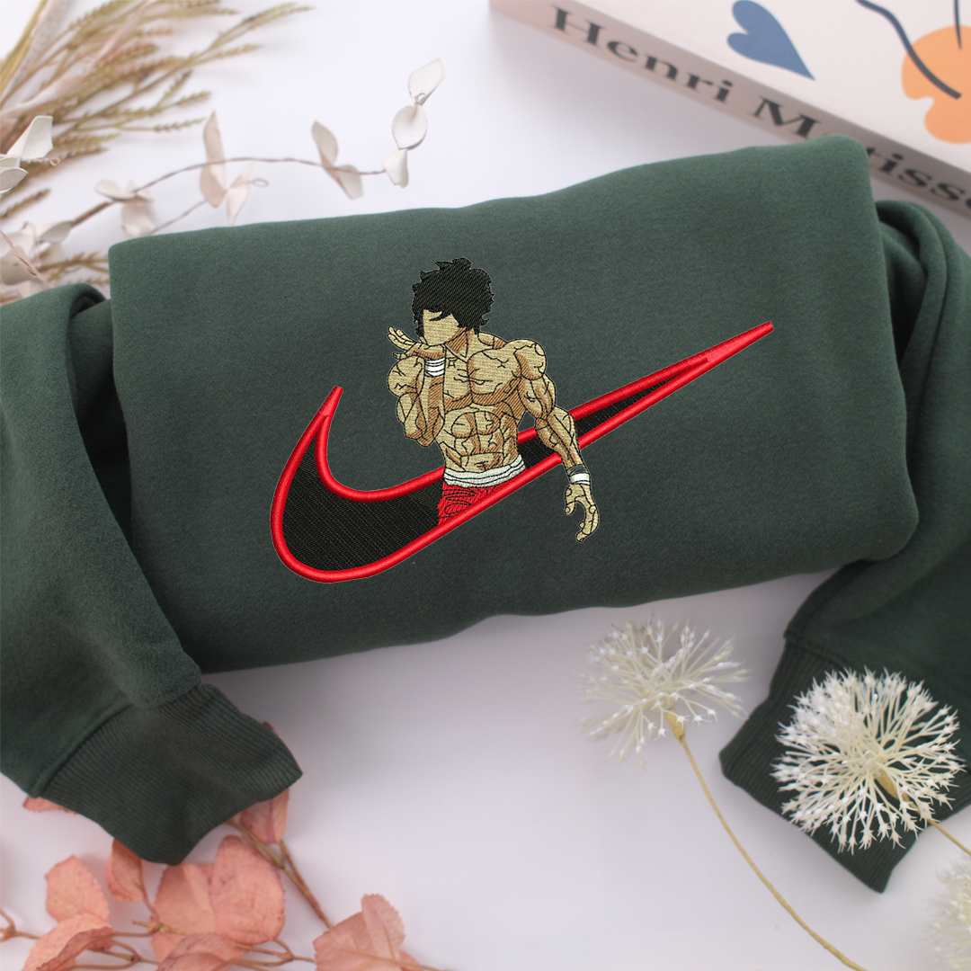 Baki Hanma Swoosh v2 Nike Embroidered Sweatshirt, Nike Movie Inspired, Valentine's Day Gifts Idea For Him Her