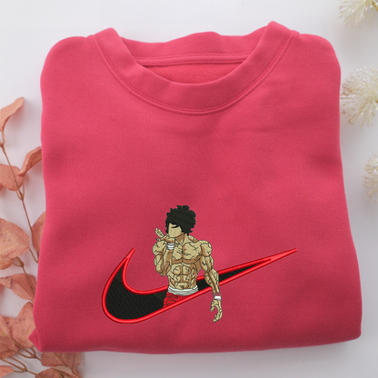 Baki Hanma Swoosh v2 Nike Embroidered Sweatshirt, Nike Movie Inspired, Valentine's Day Gifts Idea For Him Her