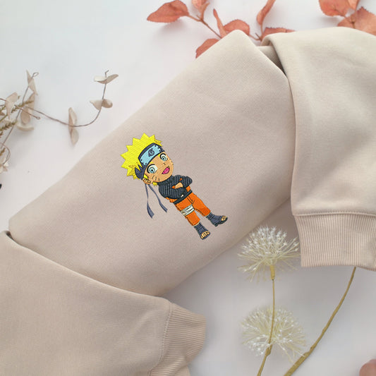 Chibi Naruto v2 Nike Embroidered Sweatshirt, Nike Movie Inspired, Valentine's Day Gifts Idea For Him Her