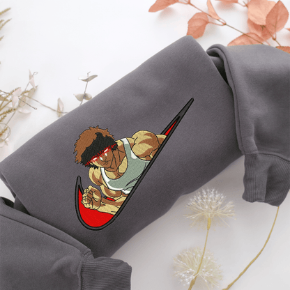Baki Hanma Swoosh v1 Nike Embroidered Sweatshirt, Nike Movie Inspired, Valentine's Day Gifts Idea For Him Her