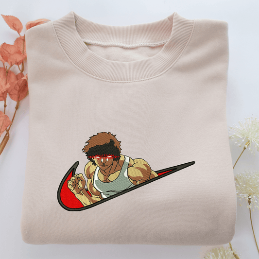 Baki Hanma Swoosh v1 Nike Embroidered Sweatshirt, Nike Movie Inspired, Valentine's Day Gifts Idea For Him Her