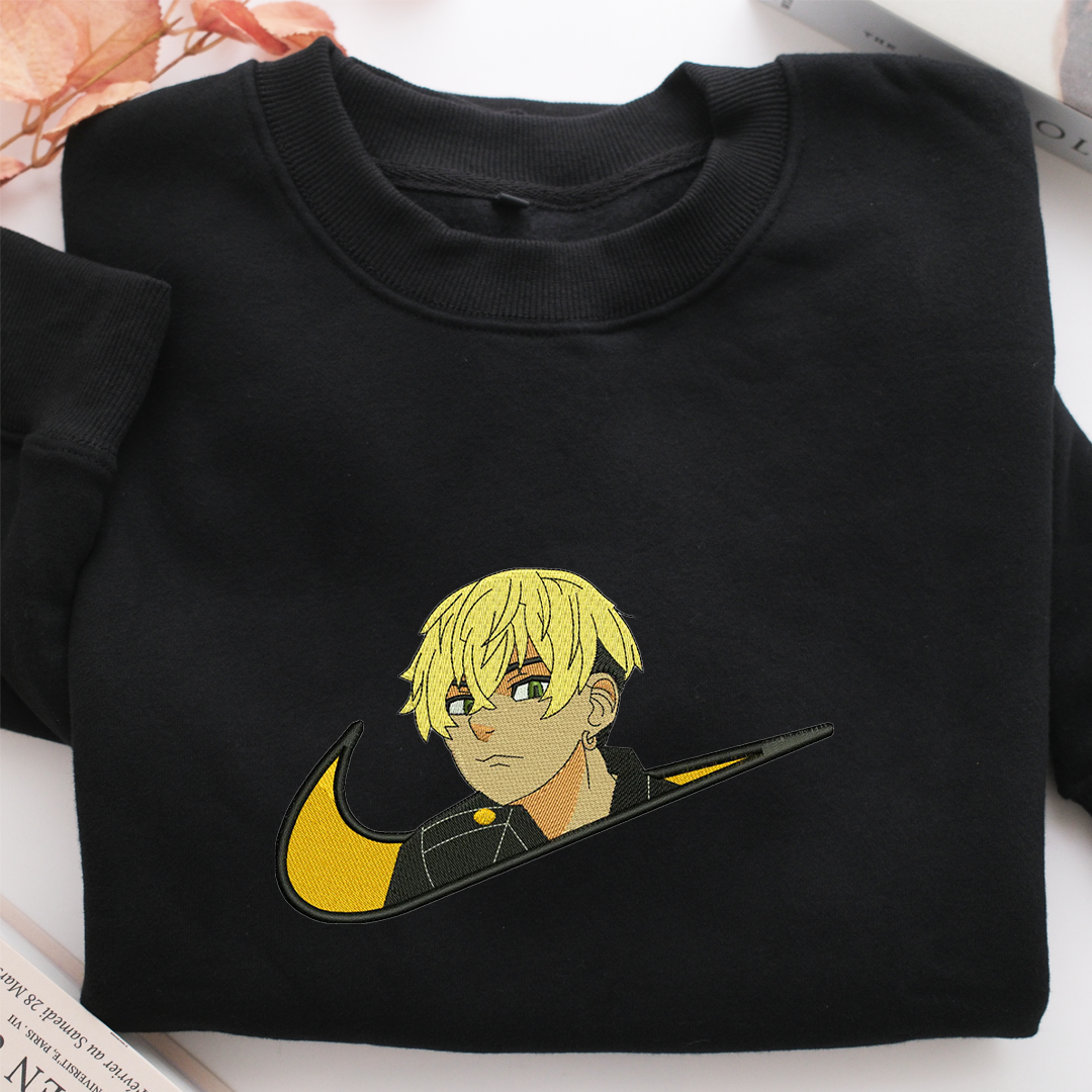Chifuyu Matsuno Swoosh Nike Embroidered Sweatshirt, Nike Movie Inspired, Valentine's Day Gifts Idea For Him Her
