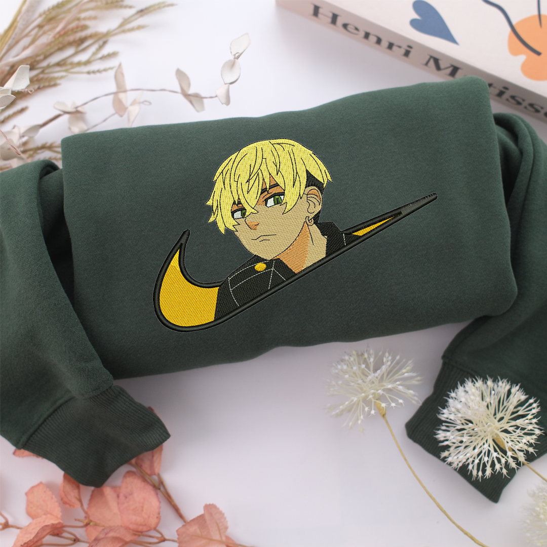 Chifuyu Matsuno Swoosh Nike Embroidered Sweatshirt, Nike Movie Inspired, Valentine's Day Gifts Idea For Him Her