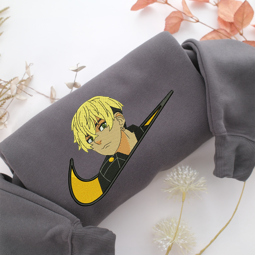 Chifuyu Matsuno Swoosh Nike Embroidered Sweatshirt, Nike Movie Inspired, Valentine's Day Gifts Idea For Him Her
