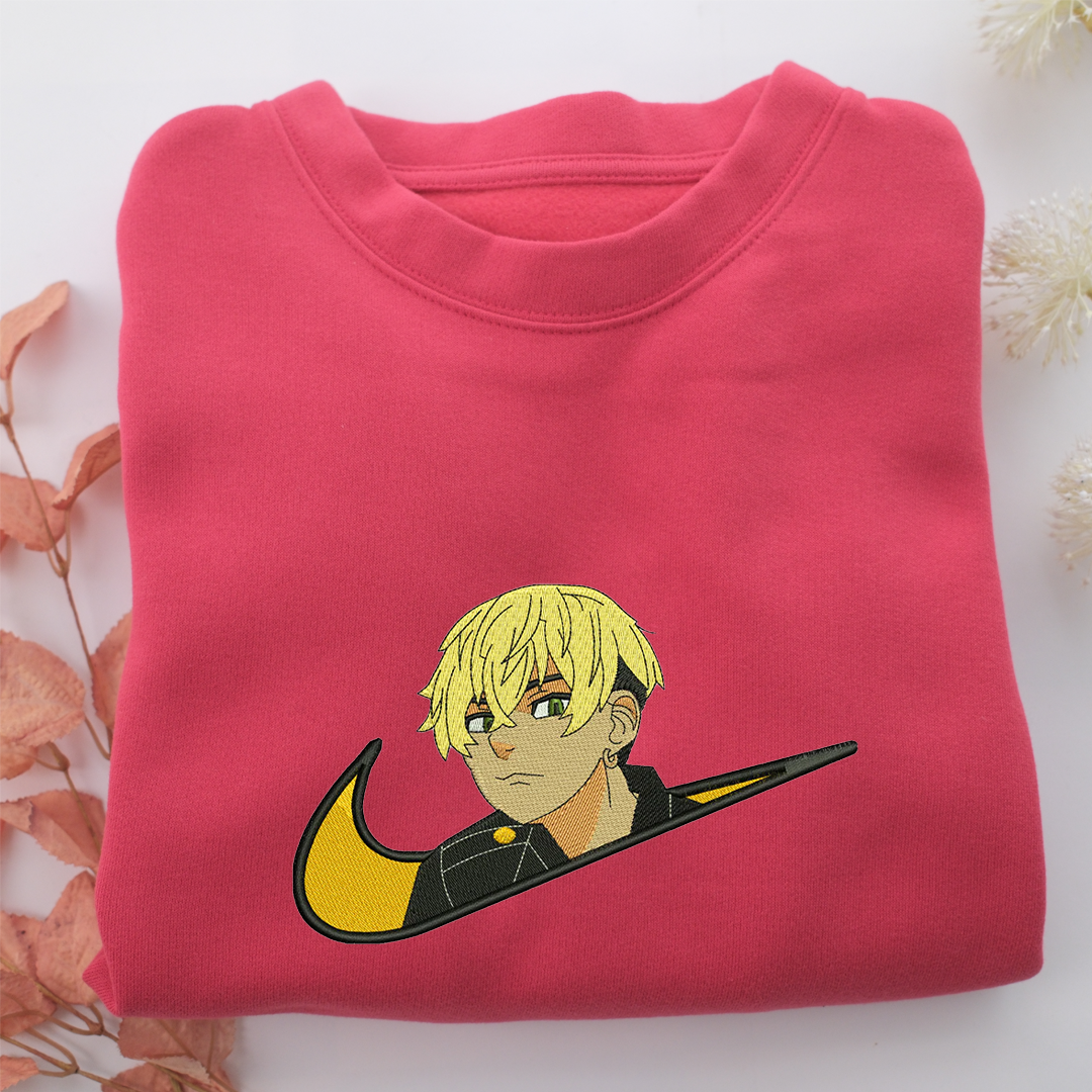 Chifuyu Matsuno Swoosh Nike Embroidered Sweatshirt, Nike Movie Inspired, Valentine's Day Gifts Idea For Him Her