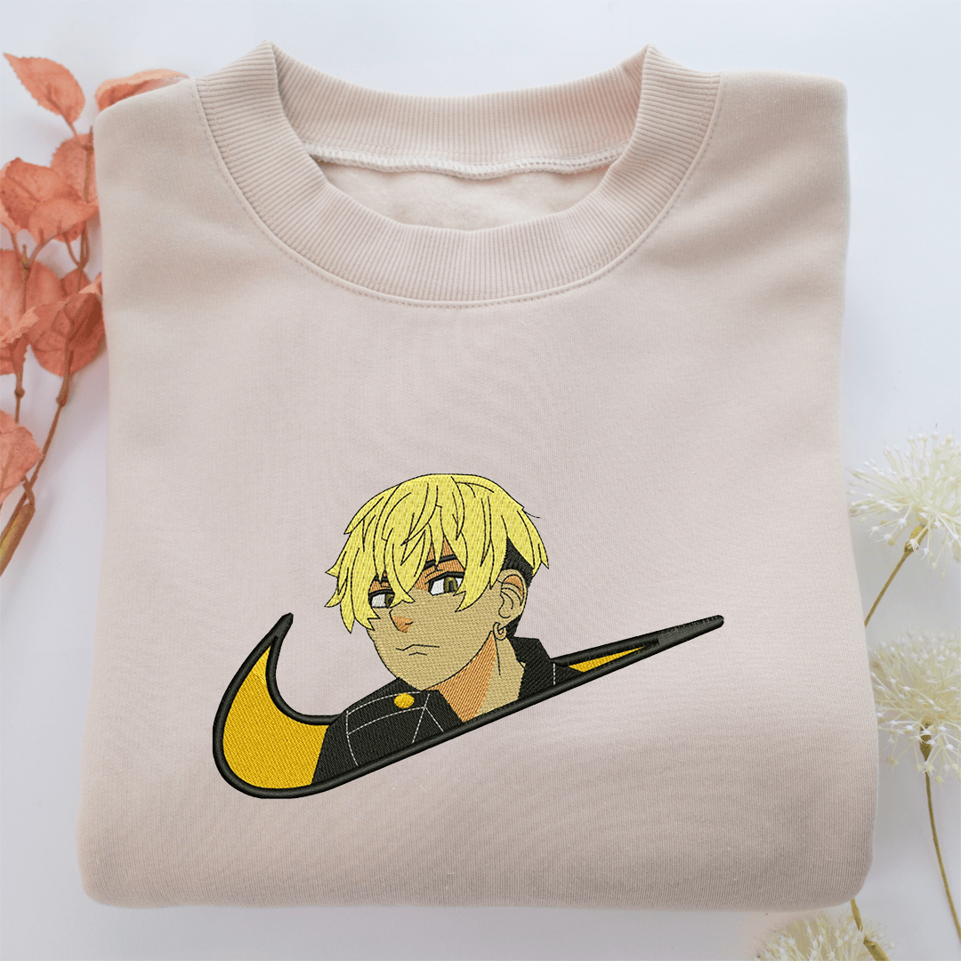Chifuyu Matsuno Swoosh Nike Embroidered Sweatshirt, Nike Movie Inspired, Valentine's Day Gifts Idea For Him Her