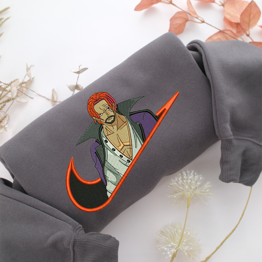 Akagami Shanks Swoosh Nike Embroidered Sweatshirt, Nike Movie Inspired, Valentine's Day Gifts Idea For Him Her