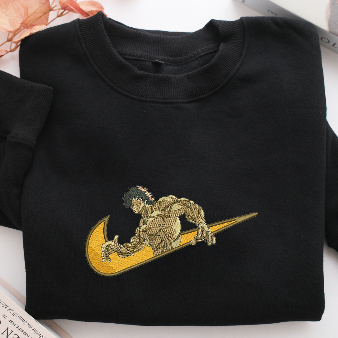 Baki Hanma Swoosh Nike Embroidered Sweatshirt, Nike Movie Inspired, Valentine's Day Gifts Idea For Him Her