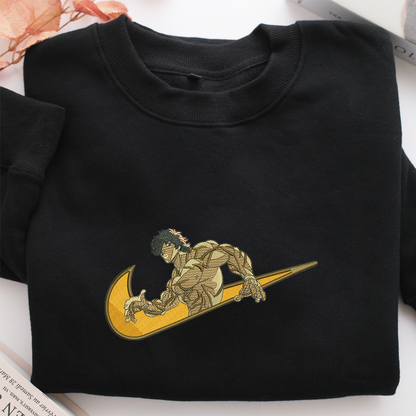 Baki Hanma Swoosh Nike Embroidered Sweatshirt, Nike Movie Inspired, Valentine's Day Gifts Idea For Him Her