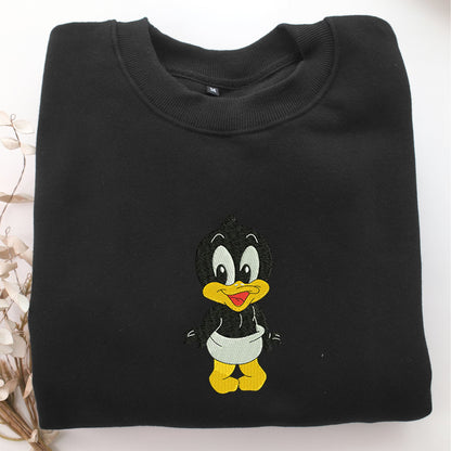 Chibi Daffy Duck Embroidery, Disneyland Embroidered Sweatshirt, Movie Disney Inspired, Valentine's Day Gifts Idea For Him Her