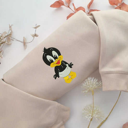 Chibi Daffy Duck Embroidery, Disneyland Embroidered Sweatshirt, Movie Disney Inspired, Valentine's Day Gifts Idea For Him Her