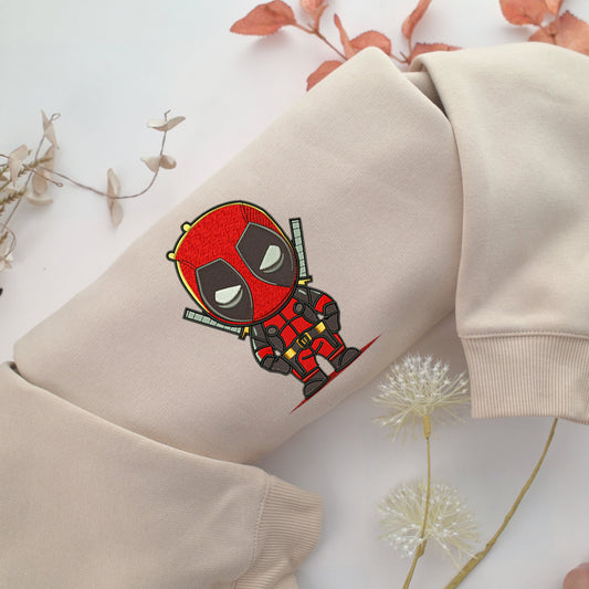 Chibi Deadpool Embroidery, Disneyland Embroidered Sweatshirt, Movie Disney Inspired, Valentine's Day Gifts Idea For Him Her