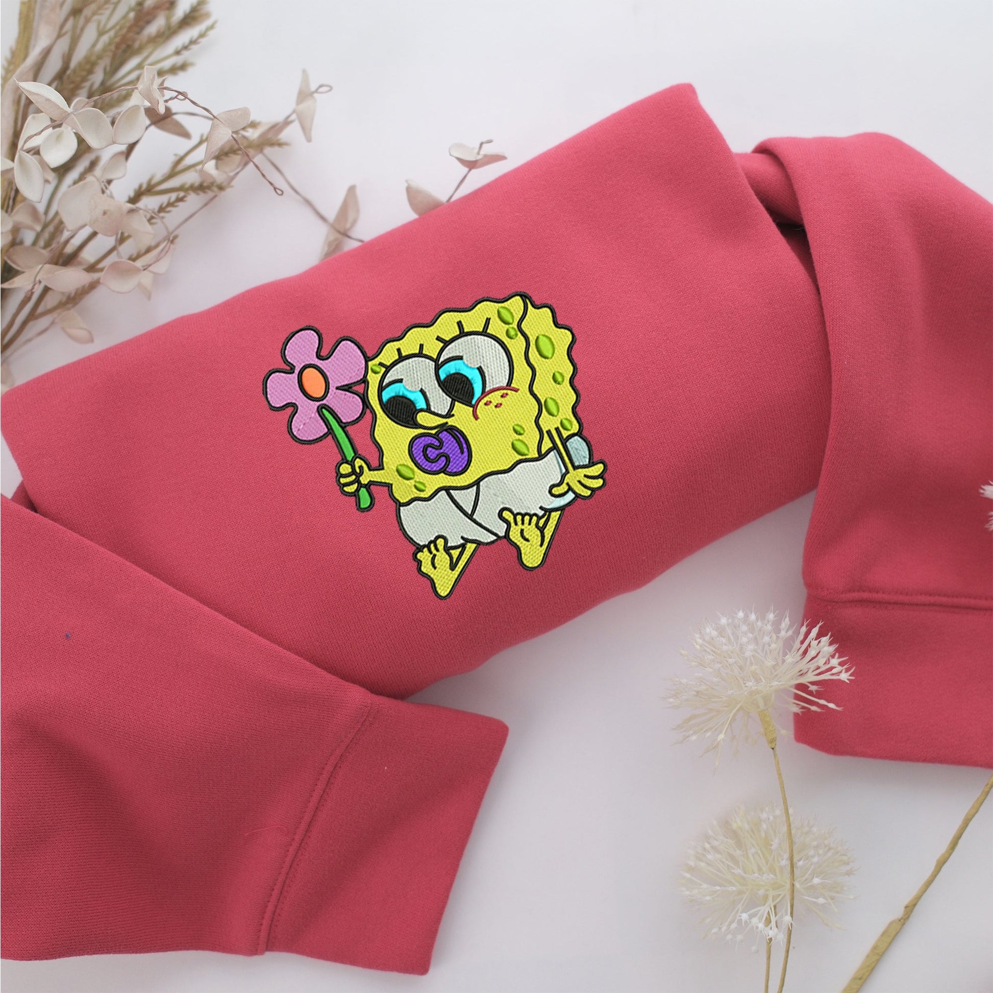 Chibi SpongeBob Embroidery, Disneyland Embroidered Sweatshirt, Movie Disney Inspired, Valentine's Day Gifts Idea For Him Her