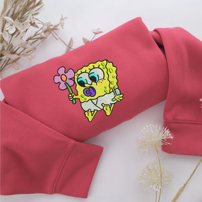 Chibi SpongeBob Embroidery, Disneyland Embroidered Sweatshirt, Movie Disney Inspired, Valentine's Day Gifts Idea For Him Her
