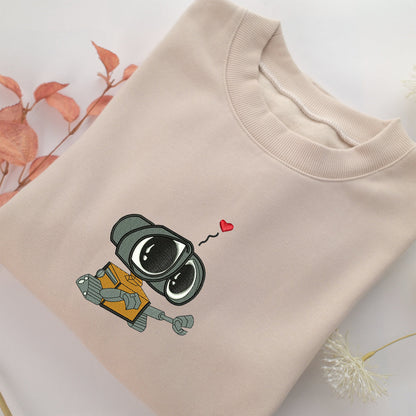 Wall E Embroidery, Disneyland Embroidered Sweatshirt, Movie Disney Inspired, Valentine's Day Gifts Idea For Him Her