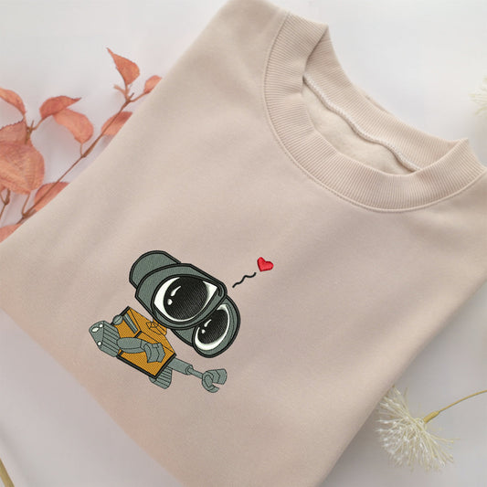 Wall E Embroidery, Disneyland Embroidered Sweatshirt, Movie Disney Inspired, Valentine's Day Gifts Idea For Him Her