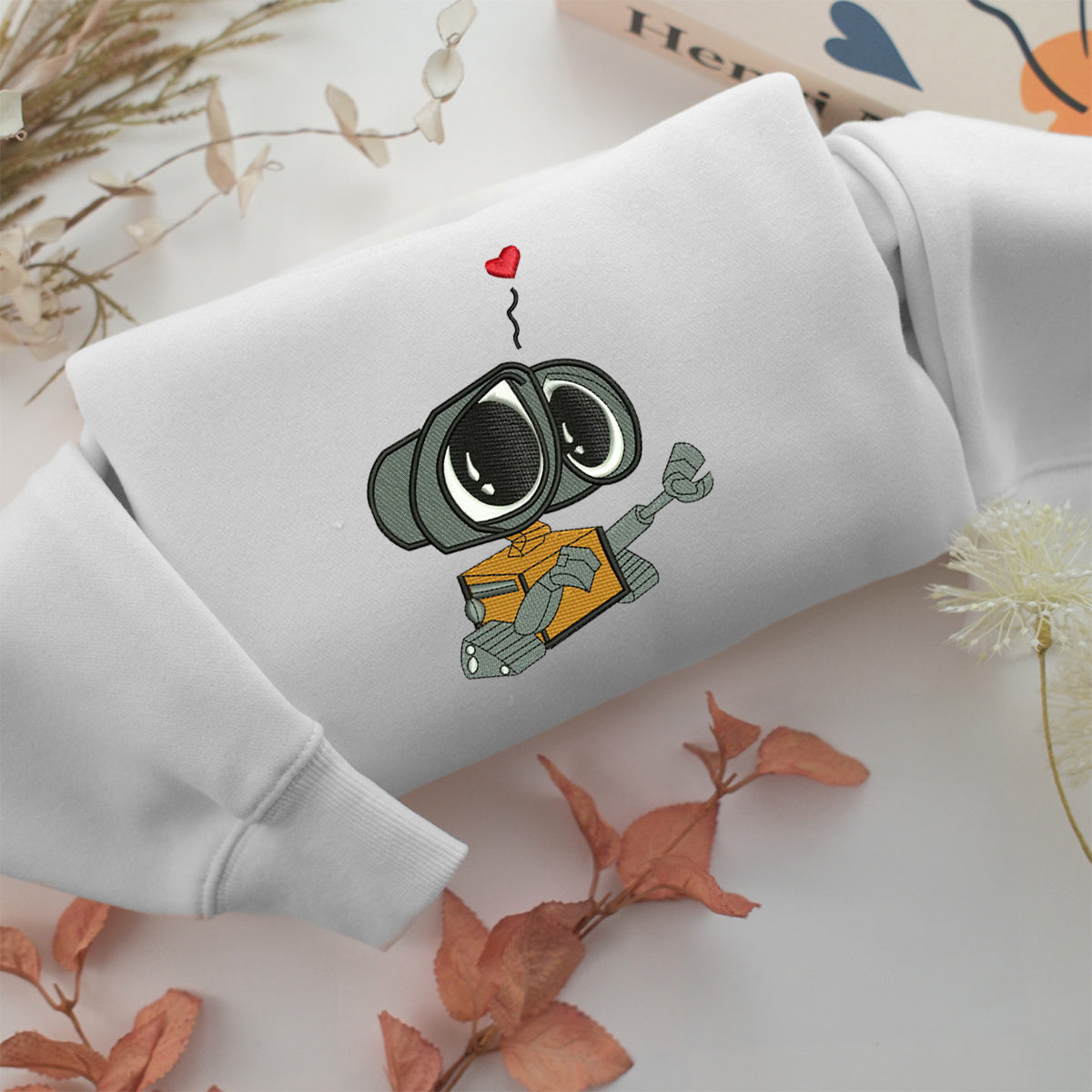 Wall E Embroidery, Disneyland Embroidered Sweatshirt, Movie Disney Inspired, Valentine's Day Gifts Idea For Him Her