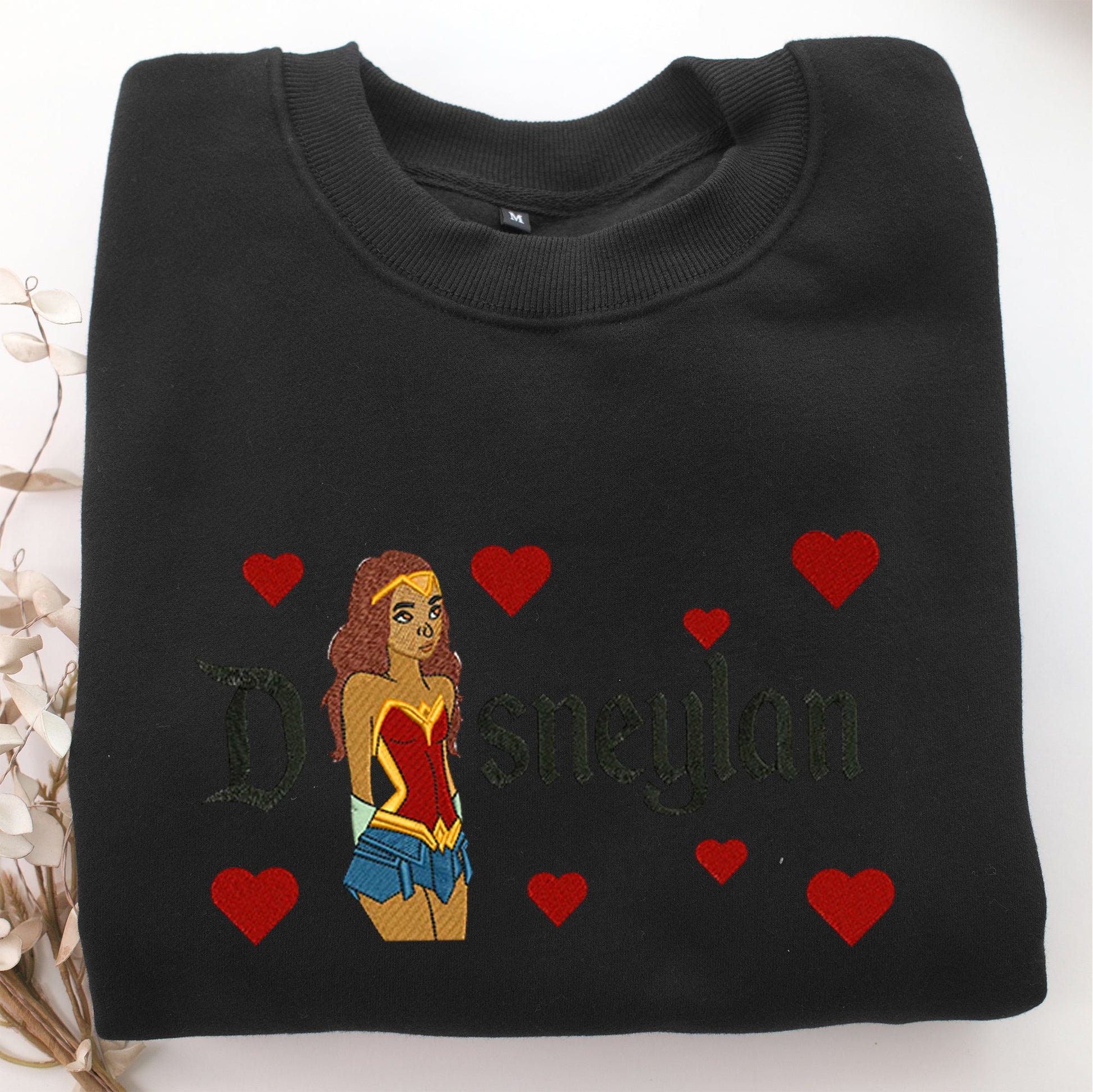 Wonder Woman Cartoon Disneyland Embroidery, Disneyland Embroidered Sweatshirt, Movie Disney Inspired, Valentine's Day Gifts Idea For Him Her