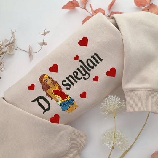 Wonder Woman Cartoon Disneyland Embroidery, Disneyland Embroidered Sweatshirt, Movie Disney Inspired, Valentine's Day Gifts Idea For Him Her