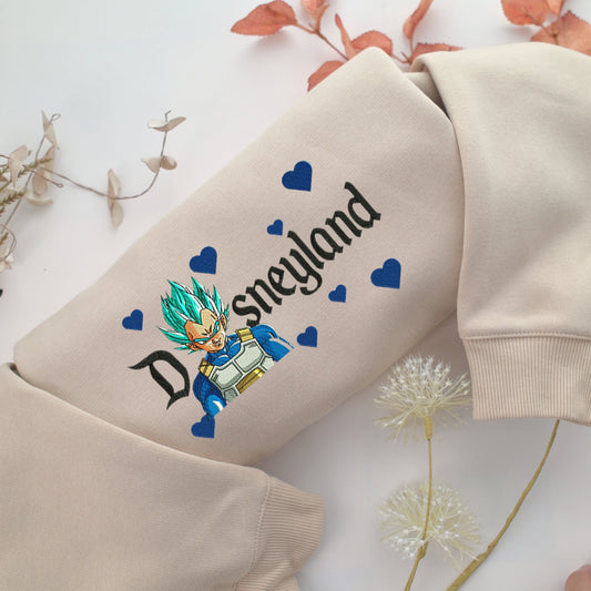 Vegeta Disneyland Embroidery, Disneyland Embroidered Sweatshirt, Movie Disney Inspired, Valentine's Day Gifts Idea For Him Her