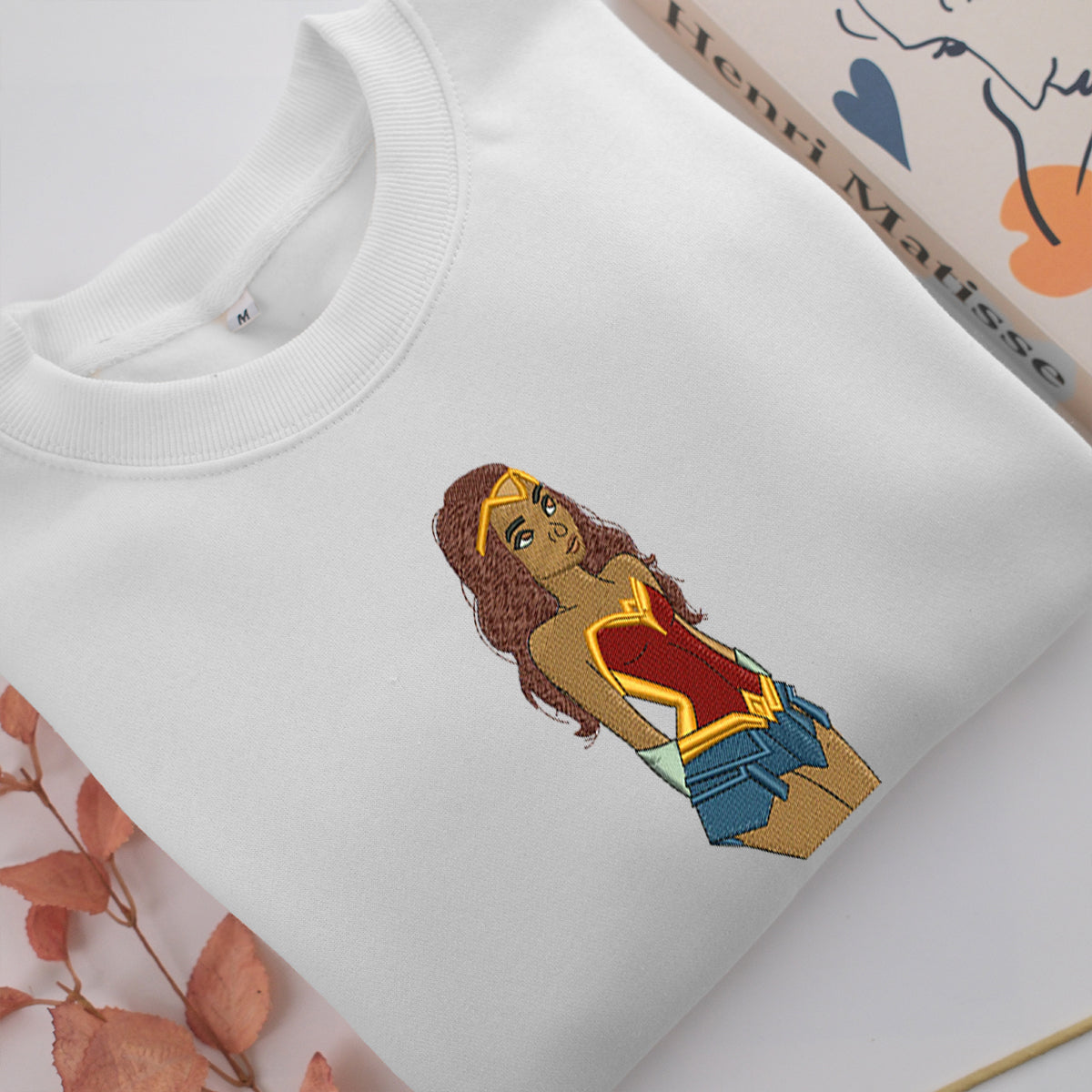 Wonder Woman Cartoon Embroidery, Disneyland Embroidered Sweatshirt, Movie Disney Inspired, Valentine's Day Gifts Idea For Him Her