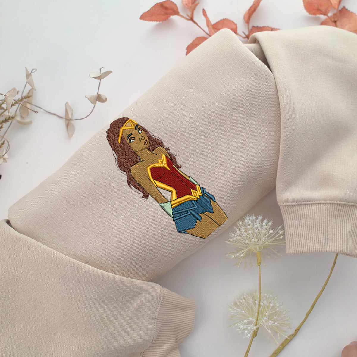 Wonder Woman Cartoon Embroidery, Disneyland Embroidered Sweatshirt, Movie Disney Inspired, Valentine's Day Gifts Idea For Him Her