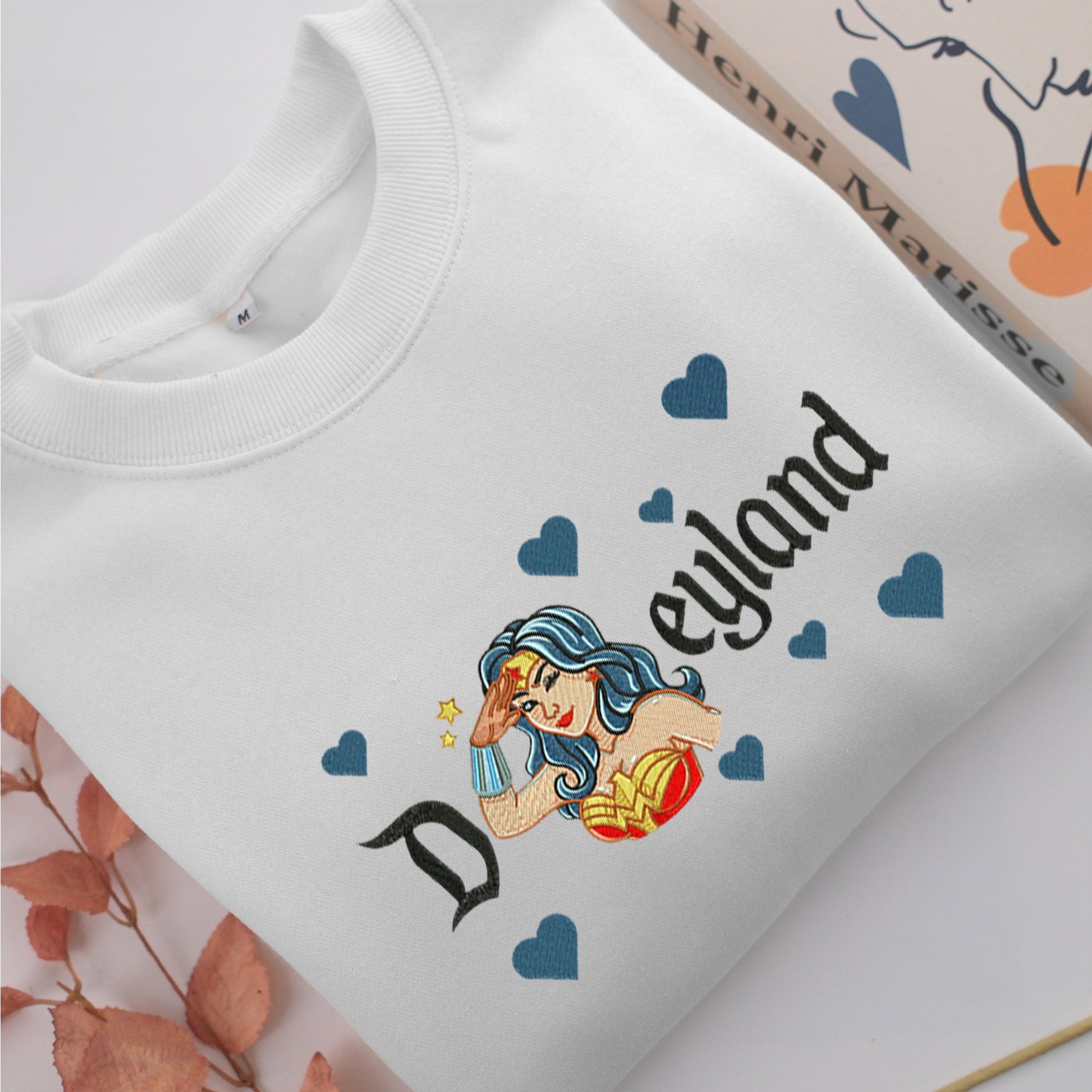 Wonder Woman Disneyland Embroidery, Disneyland Embroidered Sweatshirt, Movie Disney Inspired, Valentine's Day Gifts Idea For Him Her