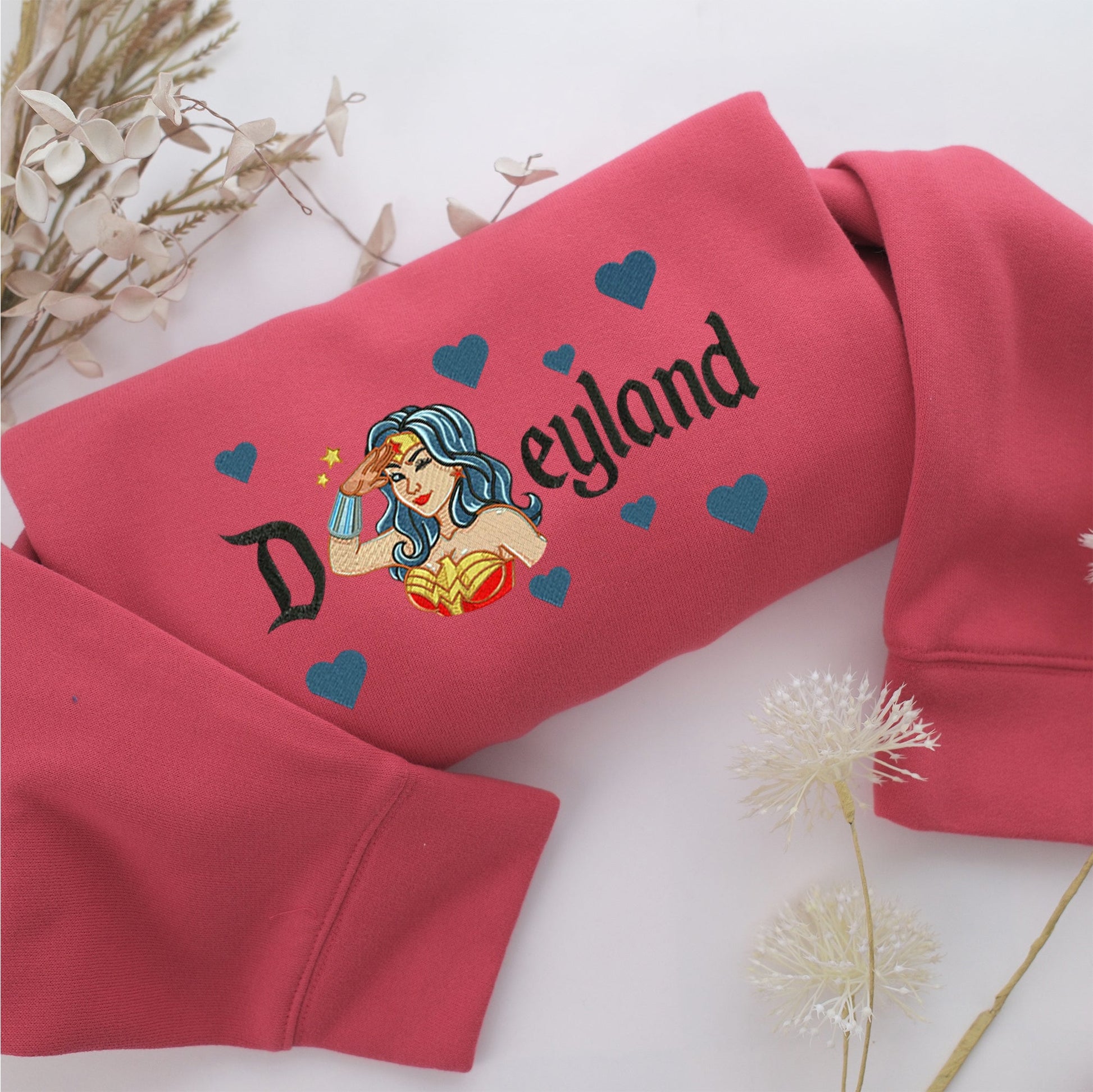 Wonder Woman Disneyland Embroidery, Disneyland Embroidered Sweatshirt, Movie Disney Inspired, Valentine's Day Gifts Idea For Him Her