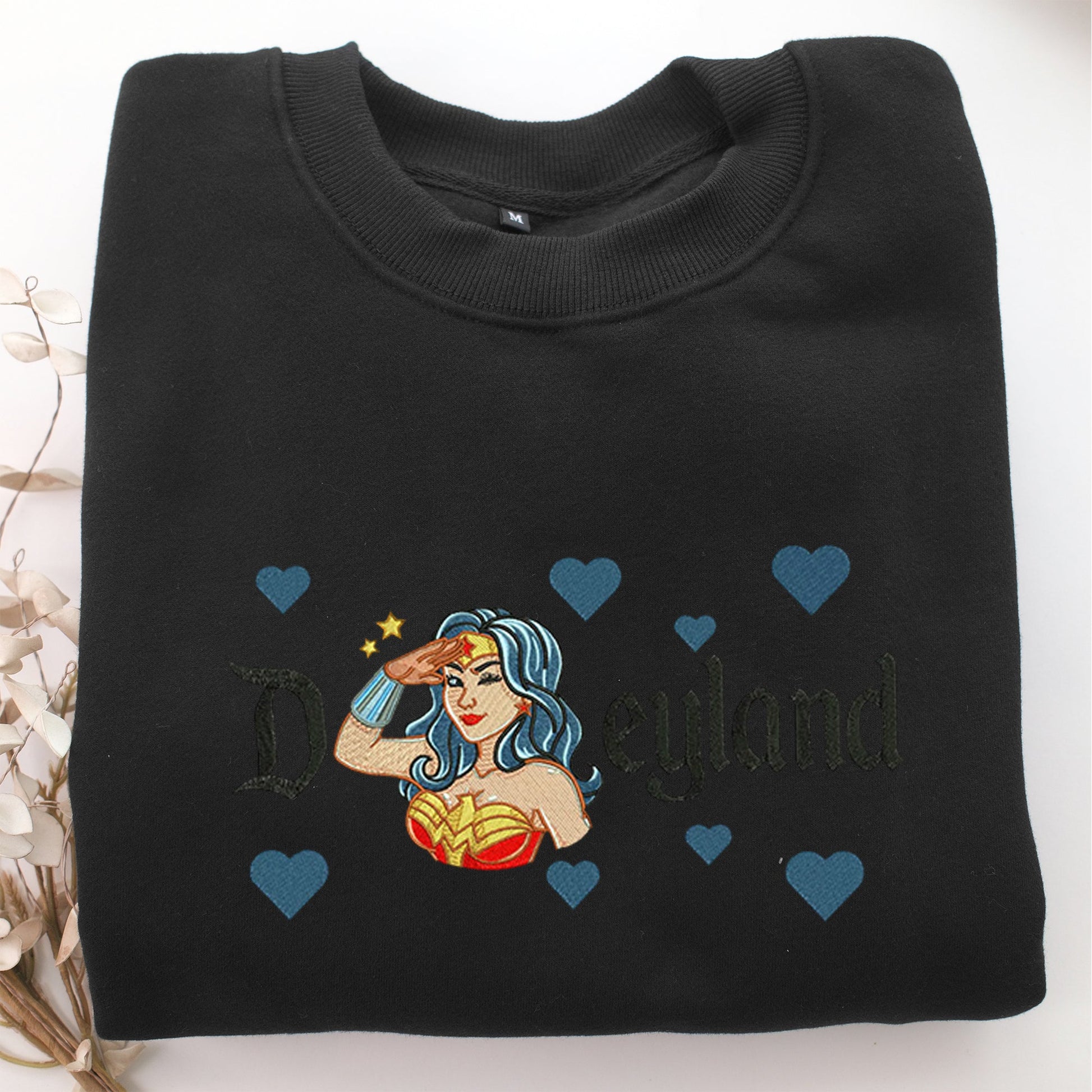 Wonder Woman Disneyland Embroidery, Disneyland Embroidered Sweatshirt, Movie Disney Inspired, Valentine's Day Gifts Idea For Him Her