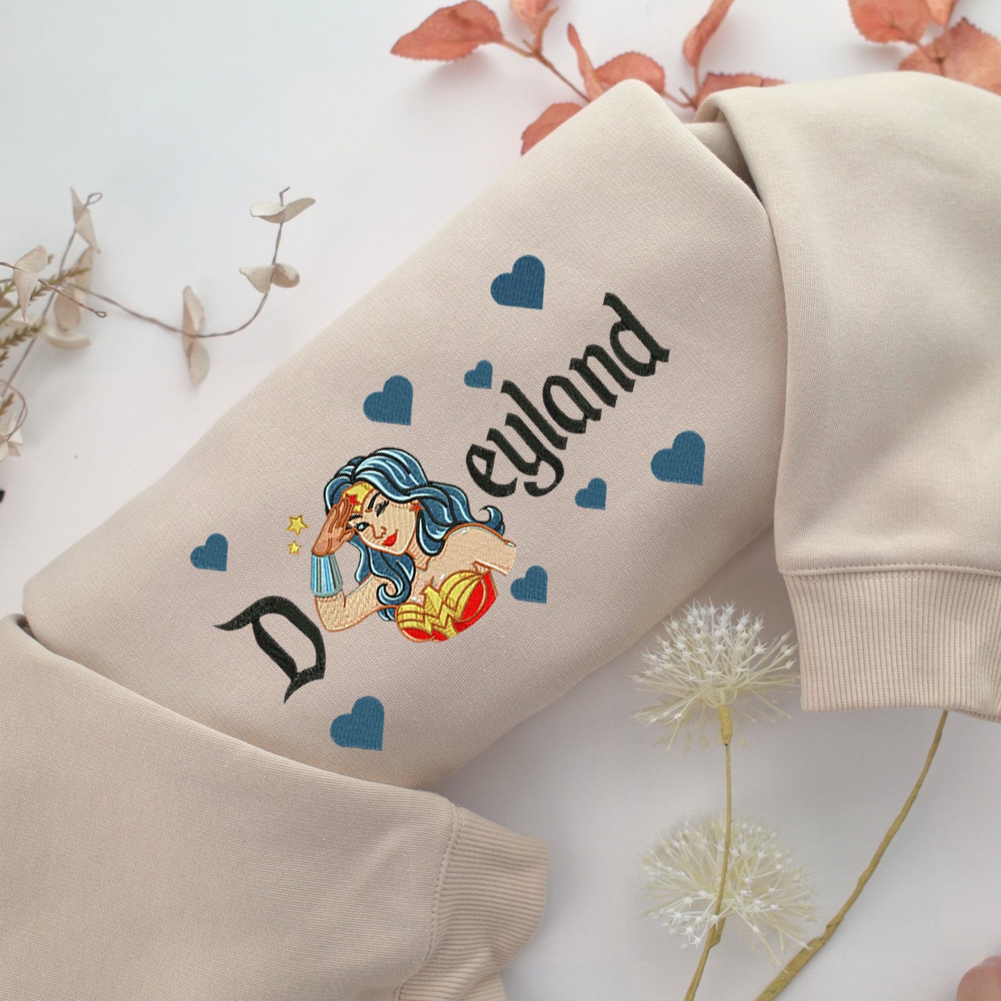 Wonder Woman Disneyland Embroidery, Disneyland Embroidered Sweatshirt, Movie Disney Inspired, Valentine's Day Gifts Idea For Him Her