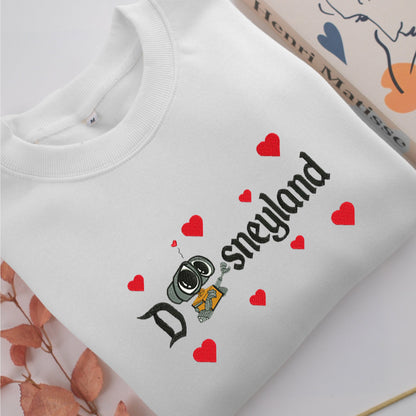 Wall E Disneyland Embroidery, Disneyland Embroidered Sweatshirt, Movie Disney Inspired, Valentine's Day Gifts Idea For Him Her