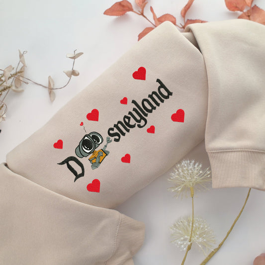 Wall E Disneyland Embroidery, Disneyland Embroidered Sweatshirt, Movie Disney Inspired, Valentine's Day Gifts Idea For Him Her