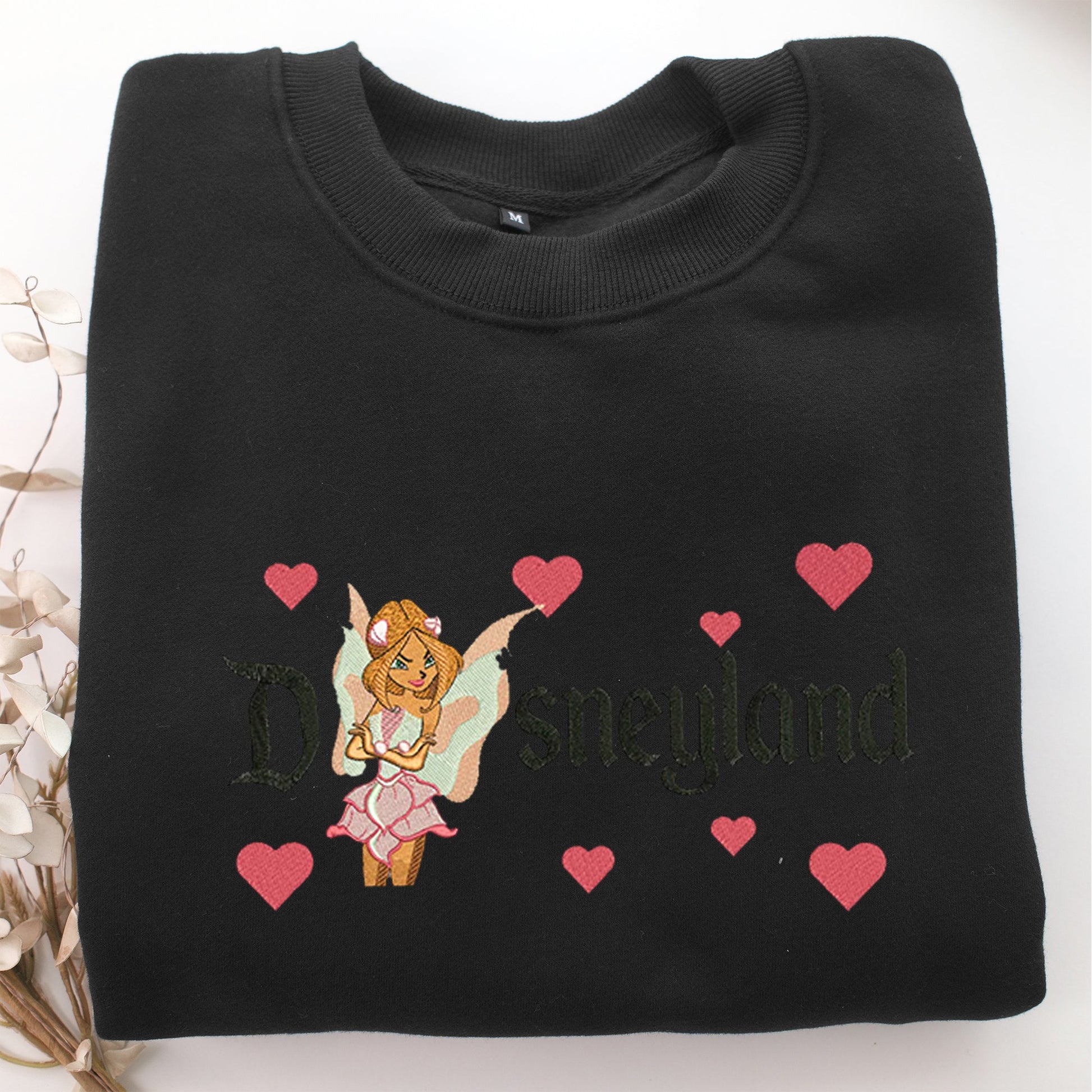 Winx Flora Disneyland Embroidery, Disneyland Embroidered Sweatshirt, Movie Disney Inspired, Valentine's Day Gifts Idea For Him Her