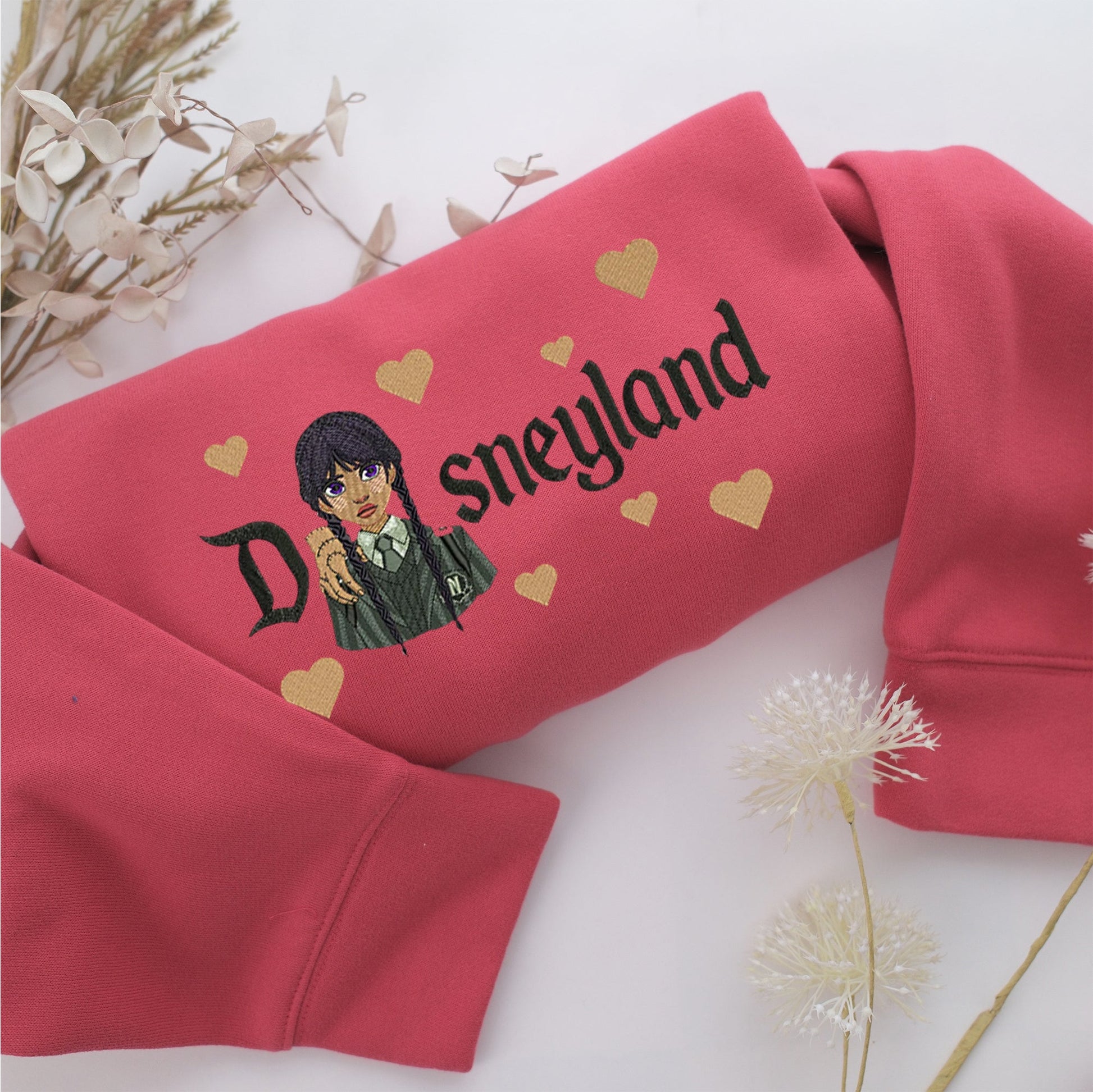Wednesday Disneyland Embroidery, Disneyland Embroidered Sweatshirt, Movie Disney Inspired, Valentine's Day Gifts Idea For Him Her