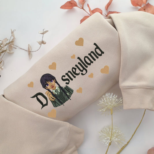 Wednesday Disneyland Embroidery, Disneyland Embroidered Sweatshirt, Movie Disney Inspired, Valentine's Day Gifts Idea For Him Her