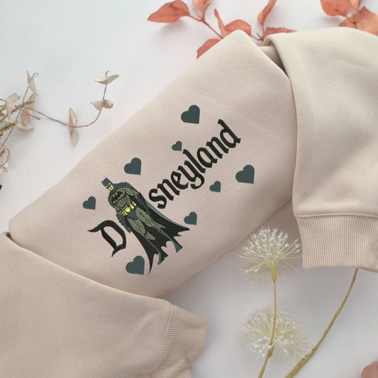 Batman Disneyland Embroidery, Disneyland Embroidered Sweatshirt, Movie Disney Inspired, Valentine's Day Gifts Idea For Him Her