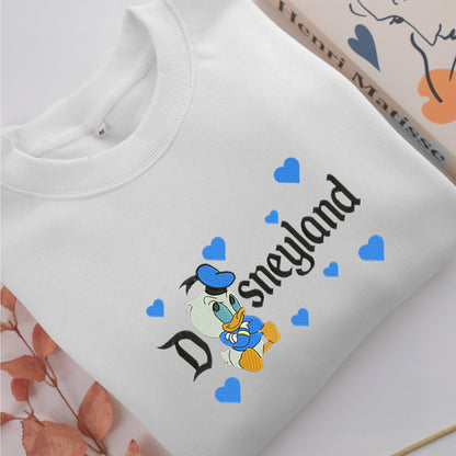 Baby Donald Duck Disneyland Embroidery, Disneyland Embroidered Sweatshirt, Movie Disney Inspired, Valentine's Day Gifts Idea For Him Her