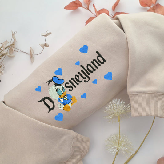 Baby Donald Duck Disneyland Embroidery, Disneyland Embroidered Sweatshirt, Movie Disney Inspired, Valentine's Day Gifts Idea For Him Her