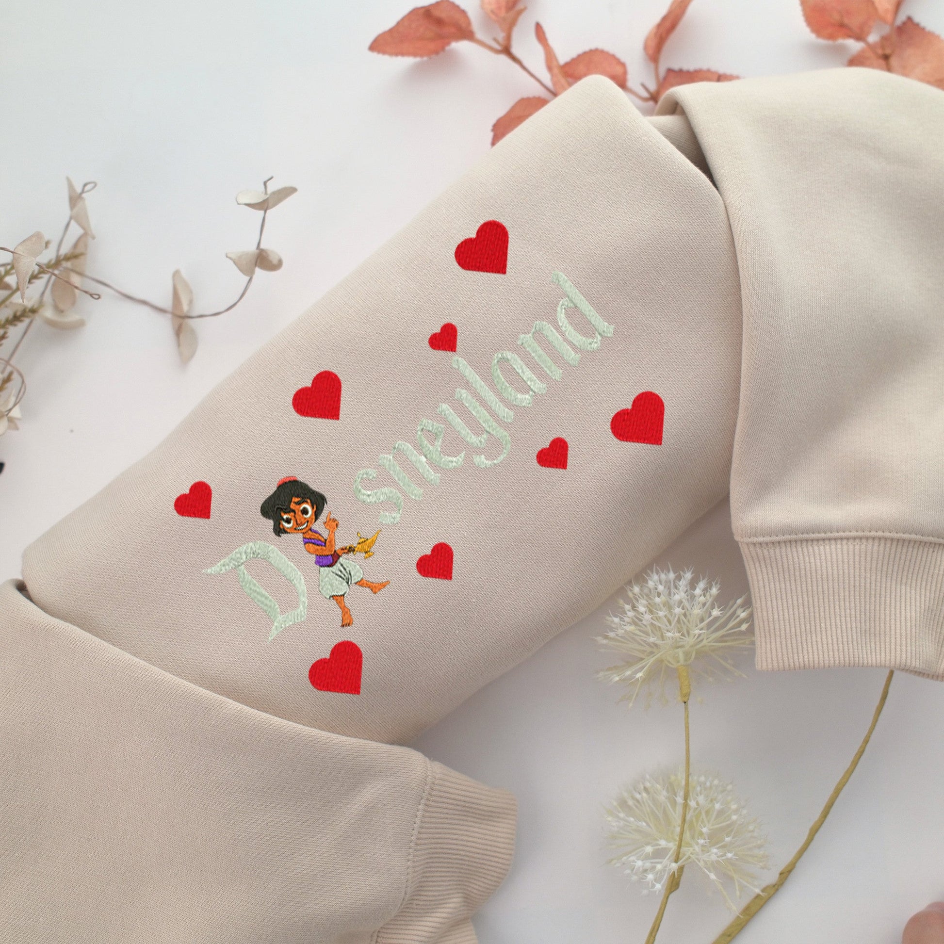 Chibi Aladdin Disneyland Embroidery, Disneyland Embroidered Sweatshirt, Movie Disney Inspired, Valentine's Day Gifts Idea For Him Her