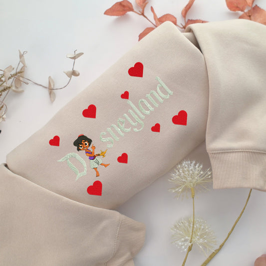 Chibi Aladdin Disneyland Embroidery, Disneyland Embroidered Sweatshirt, Movie Disney Inspired, Valentine's Day Gifts Idea For Him Her