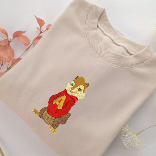 Alvin Seville Embroidery, Disneyland Embroidered Sweatshirt, Movie Disney Inspired, Valentine's Day Gifts Idea For Him Her