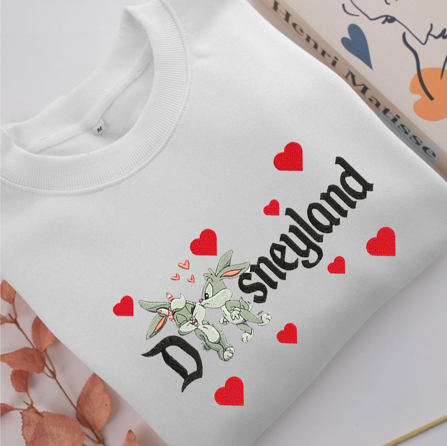 Baby Lola with Baby Bugs Disneyland Embroidery, Disneyland Embroidered Sweatshirt, Movie Disney Inspired, Valentine's Day Gifts Idea For Him Her