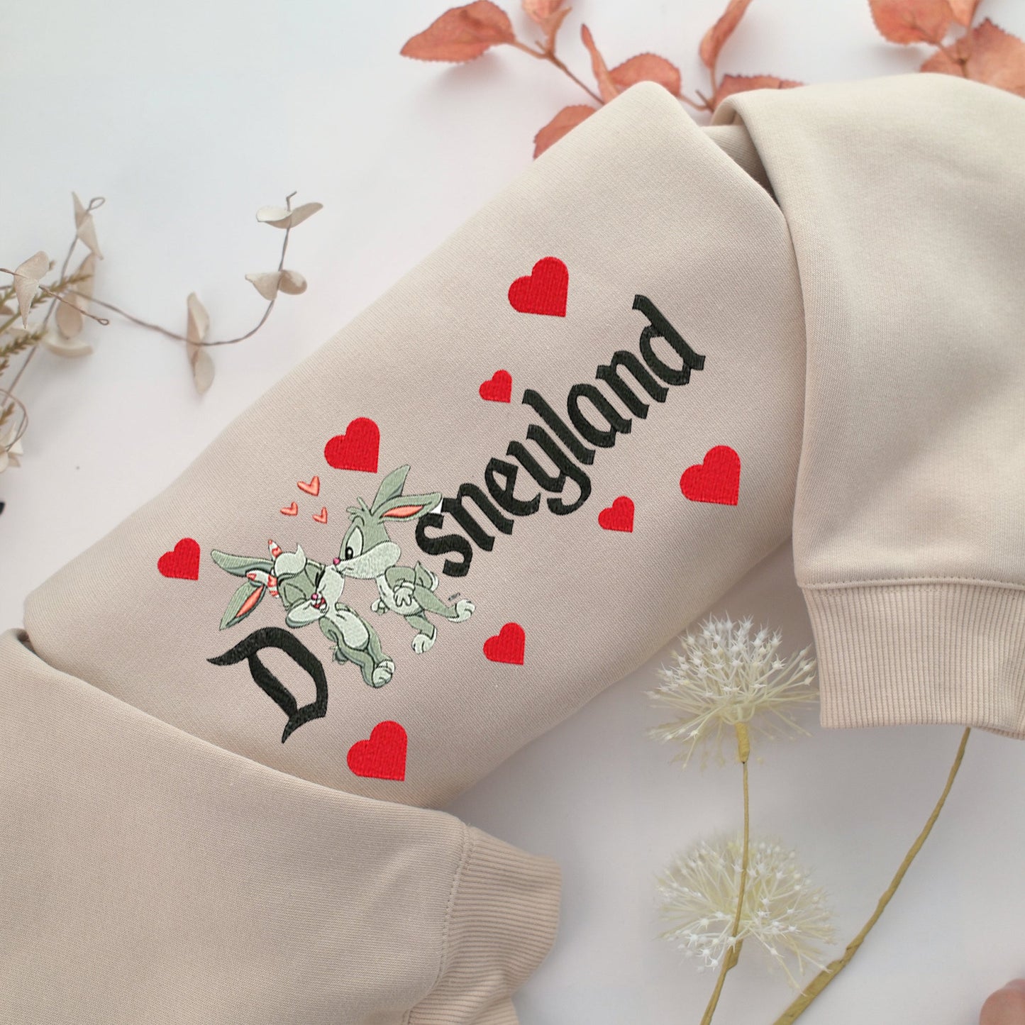 Baby Lola with Baby Bugs Disneyland Embroidery, Disneyland Embroidered Sweatshirt, Movie Disney Inspired, Valentine's Day Gifts Idea For Him Her