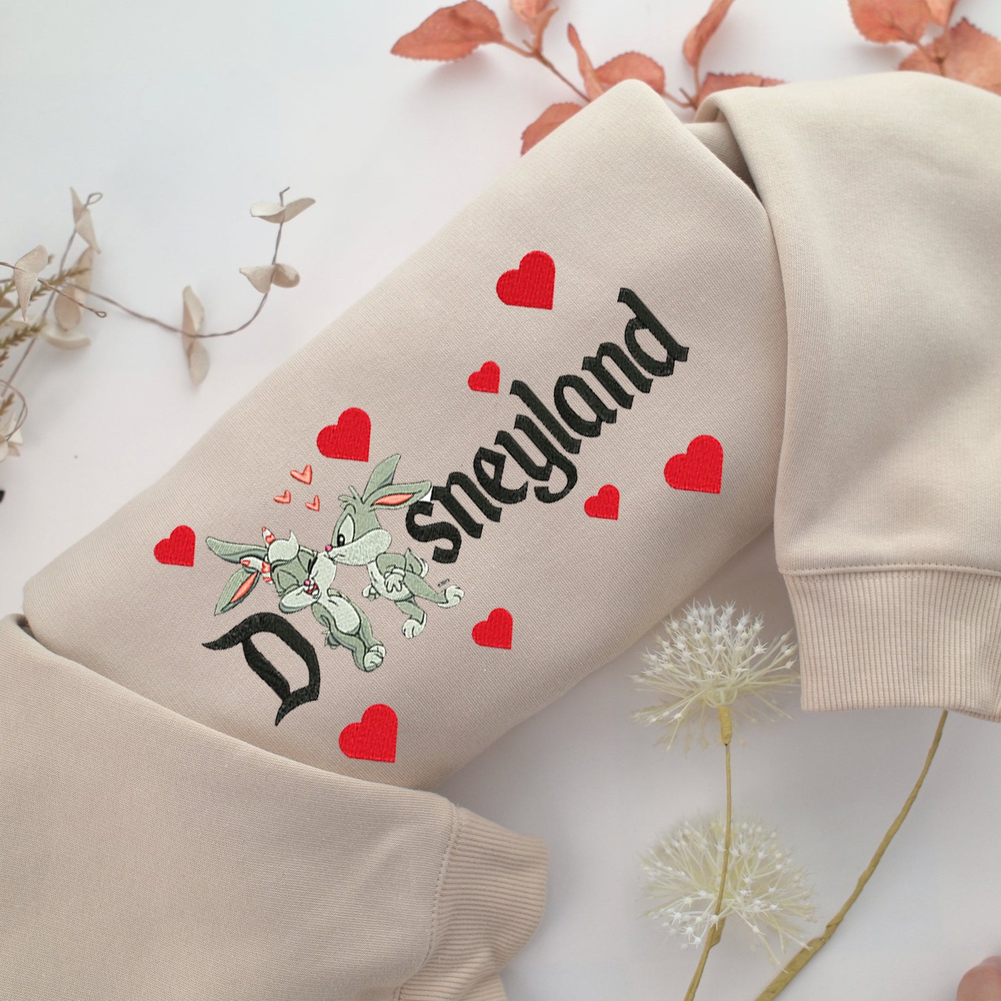 Baby Lola with Baby Bugs Disneyland Embroidery, Disneyland Embroidered Sweatshirt, Movie Disney Inspired, Valentine's Day Gifts Idea For Him Her
